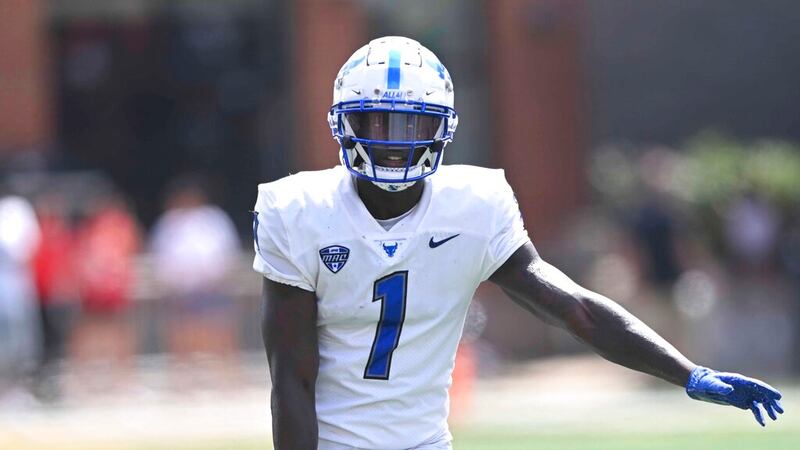Buffalo wide receiver Justin Marshall during an NCAA football game on Saturday, Sept. 3, 2022,...