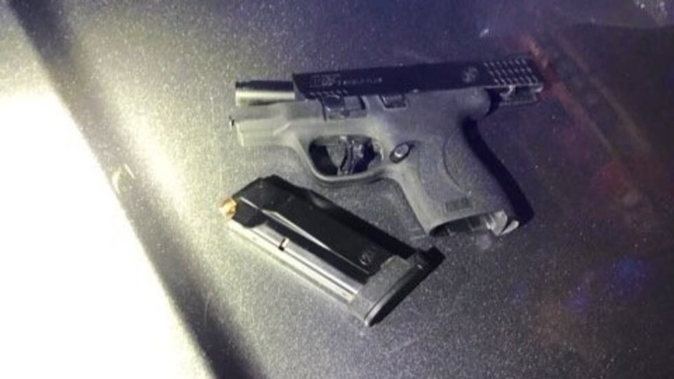 A gun seized during a sex trafficking bust by law enforcement in Portland.