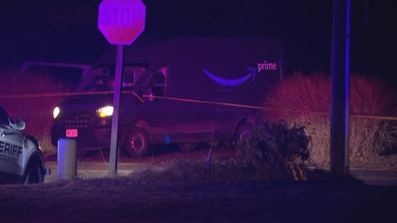 Authorities are at the scene in Wood Heights on Monday night after an Amazon driver was found...