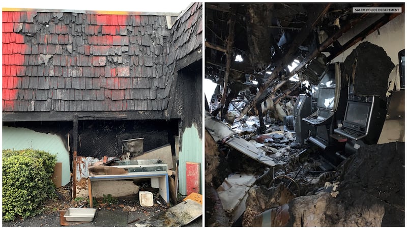 1401 block of Lancaster DR NE, a pile of refuse adjacent to the Lucky Fortune Restaurant building
