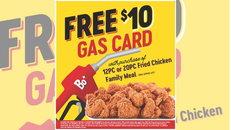 Bojangles restaurants are doing a $1 million gas giveaway.