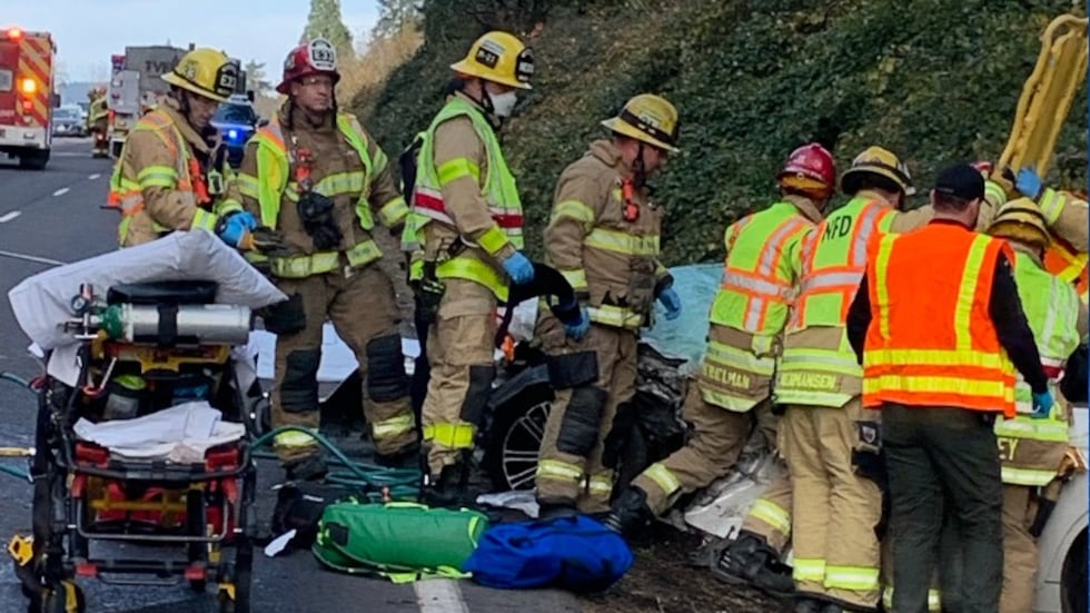 Firefighters had to pull a person from a car after a crash on Highway 219 on Saturday afternoon.