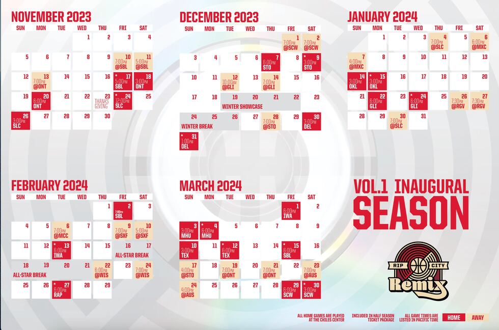 Inaugural season schedule