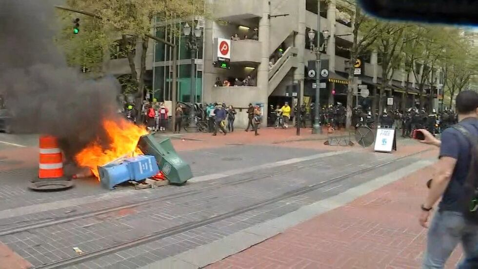 2017 May Day riot in downtown Portland.