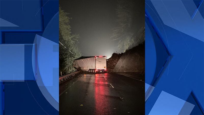 Semi-truck crash and landslide on Highway 30.
